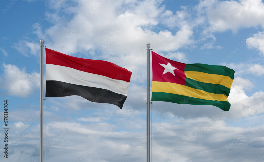 Togo and Yemen flags, country relationship concept Togo and Yemen flags, country relationship concept