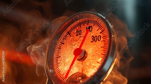 Thermometer Indicating High Temperature with Smoke