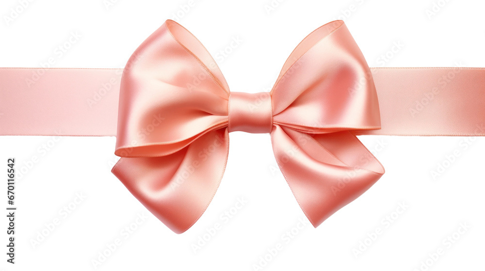 Beautiful shiny silk coral bow isolated on transparent background, decorative design png element, clip art festive object. Beautiful shiny silk coral bow isolated on transparent background, decorative design png element, clip art festive object.