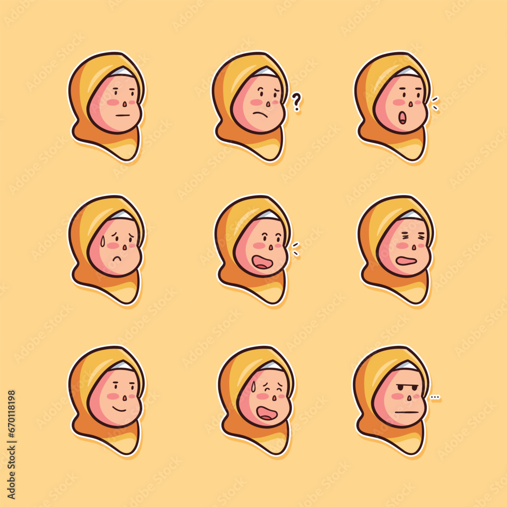 Vector illustration of woman, girl expression ramadhan, moslem for presentation
