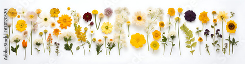 Vibrant Multicolored Flowers on White Background Collage-Inspired In High-Resolution