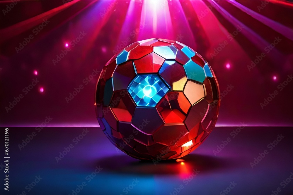 Fototapeta premium disco ball,soccer,ball,football,sport,game,play,competition,sport,leather,light,Ai generated 