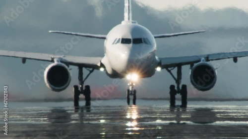 Telephoto Close-Up with Plane Taking Off Through Heavy Mirage Distortion