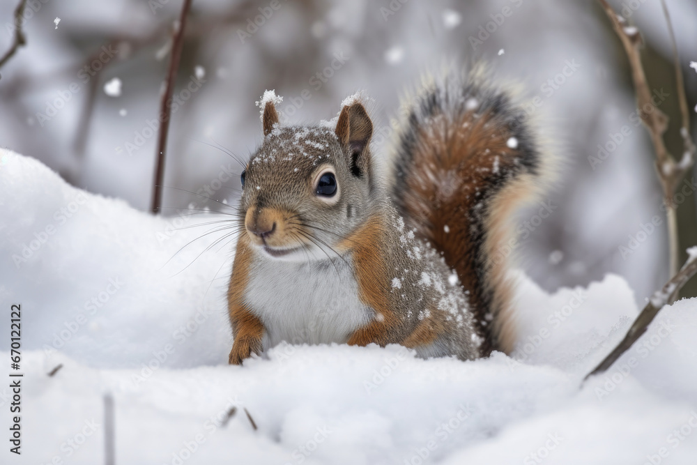 Squirrel on the snow - Generative AI Squirrel on the snow - Generative AI