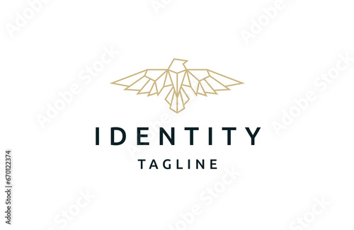 Luxury falcon with line art style logo design template flat vector