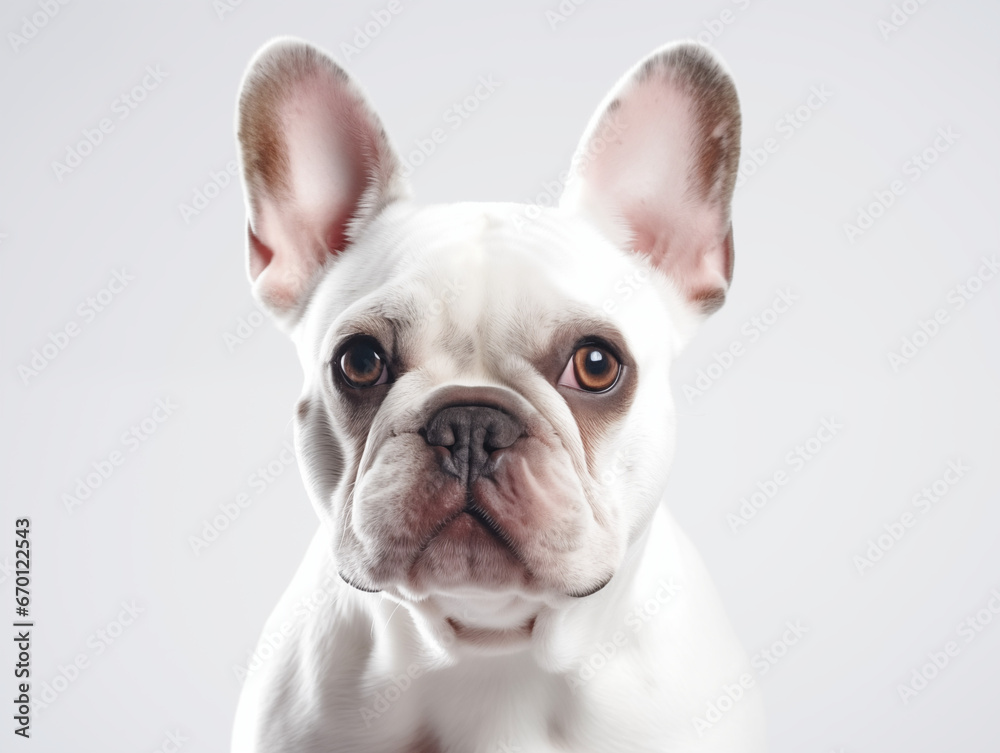 Portrait of a cute white French bulldog Portrait of a cute white French bulldog