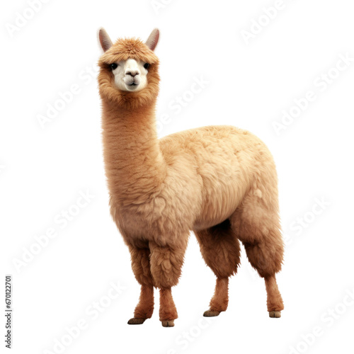 Cute alpaca isolated on transparent background, png clip art design element. Wild animal.