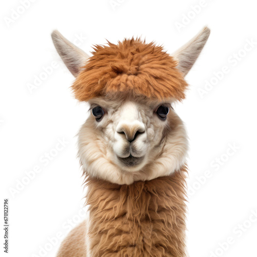 Cute alpaca portrait isolated on transparent background, png clip art design element. Wild animal. © Sunny_nsk