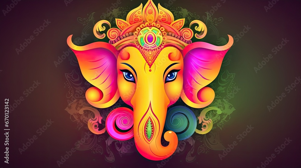 Creative concept of Ganesh Chaturthi. Lord ganesh worship festival. Indian hindu festival. Vector illustration 