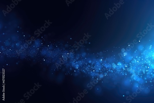 Dark blue and glow particle abstract background, template for design. banner, copy space photo