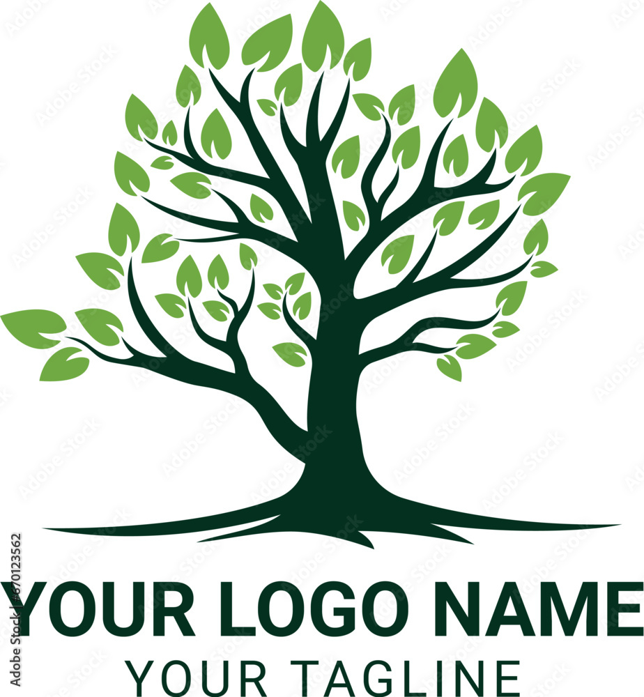 Obraz premium tree logo with green leaves