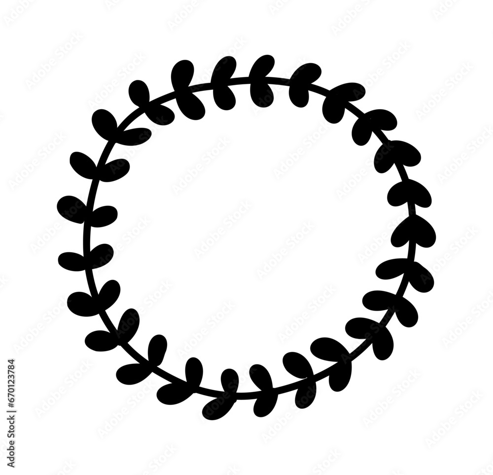 Obraz premium Circle floral wreath. Wedding round botanical frame with leaves. Vector flower decorative laurel.