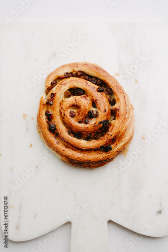 Raisin Danish pastry isolate on white background.