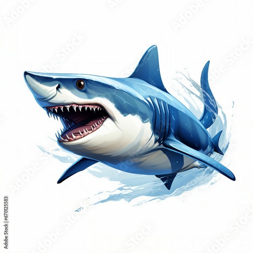 A menacing shark displaying its razor-sharp teeth in a fierce pose