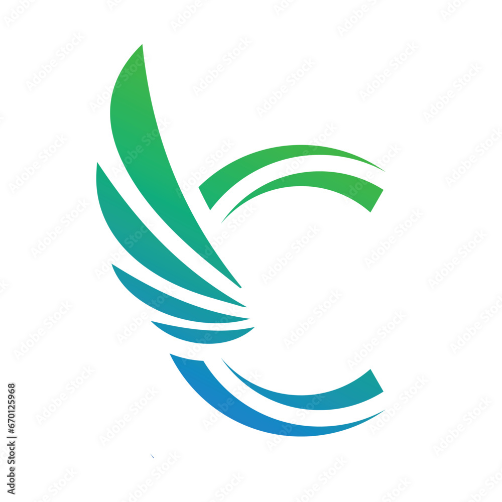 letter c wings logo template, letter c wings logo vector element