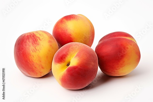 Juicy Ripe Peaches: Fresh and Sweet Fruit Delights with a White Background