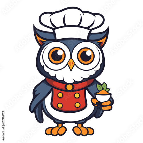 Vector Illustration Of Chef Owl cartoon generative ai