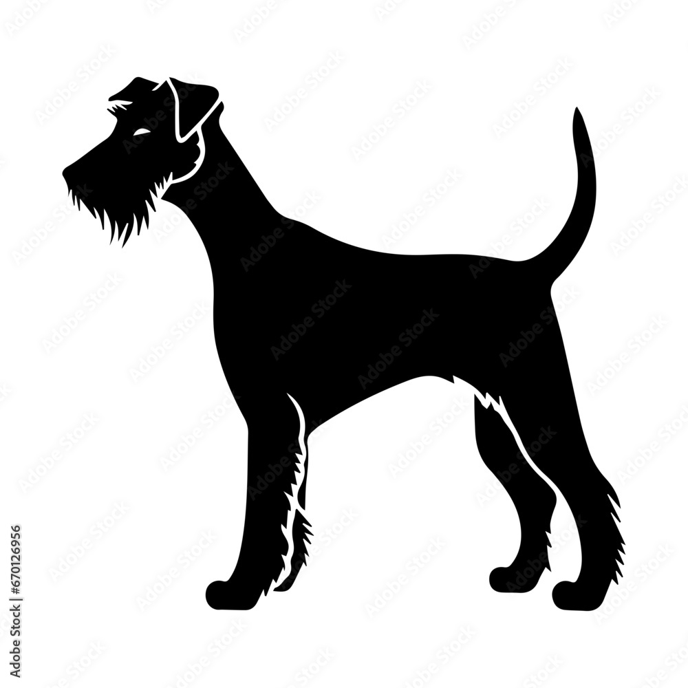Airedale Terrier Dog Vector Silhouette, Generative AI.