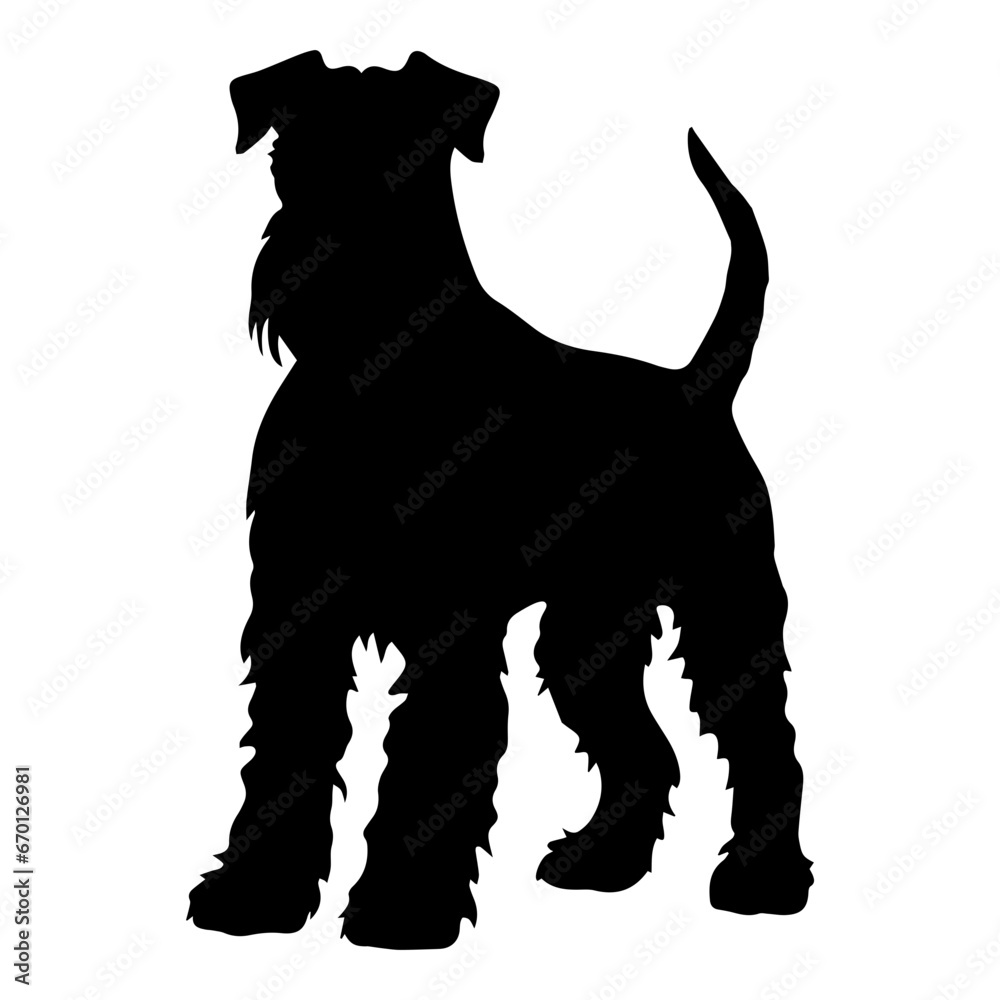 Airedale Terrier Dog Vector Silhouette, Generative AI. Airedale Terrier Dog Vector Silhouette, Generative AI.