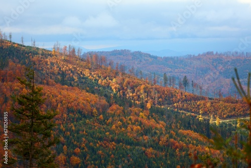 Beskids mountains in autumn in Poland