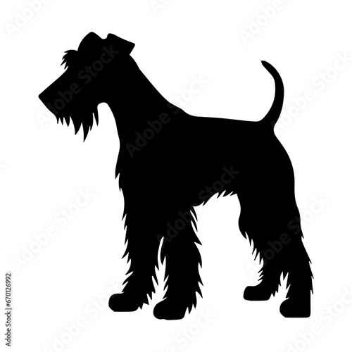 Airedale Terrier Dog Vector Silhouette, Generative AI.