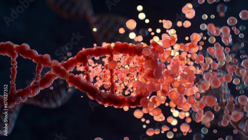 DNA strand is assembled from different elements. 3D animation