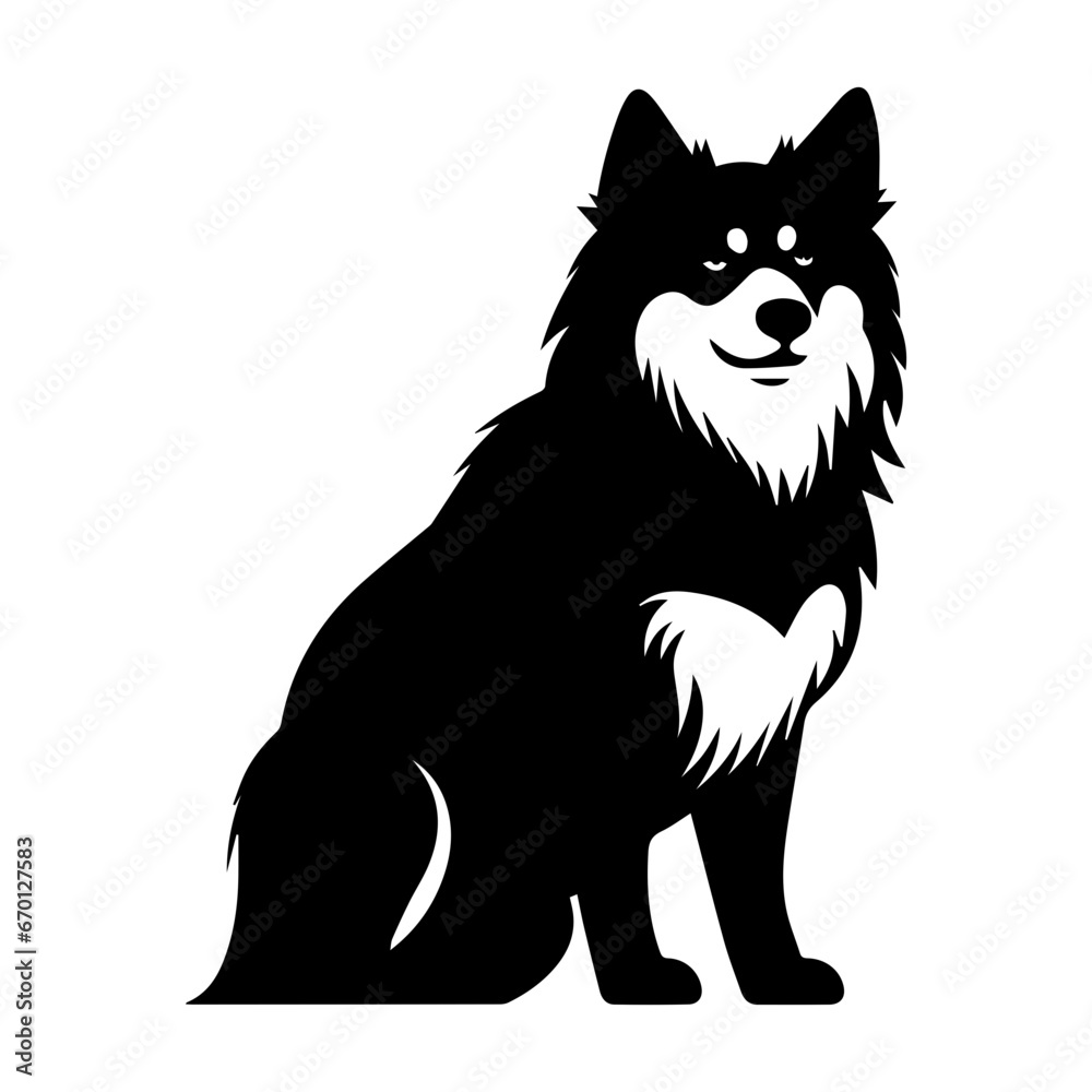 Fototapeta premium Alaskan Malamute Dog Vector Silhouette, Generative AI. 