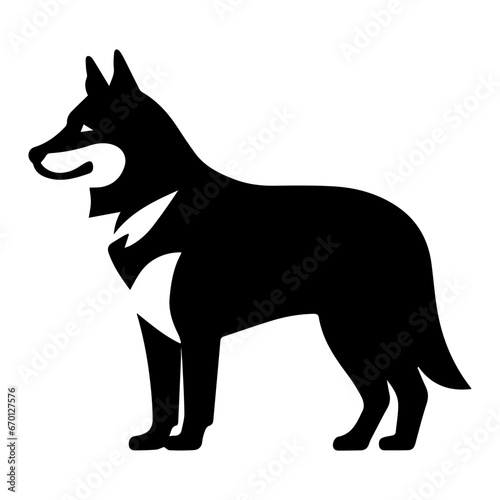 Alaskan Malamute Dog Vector Silhouette, Generative AI.	