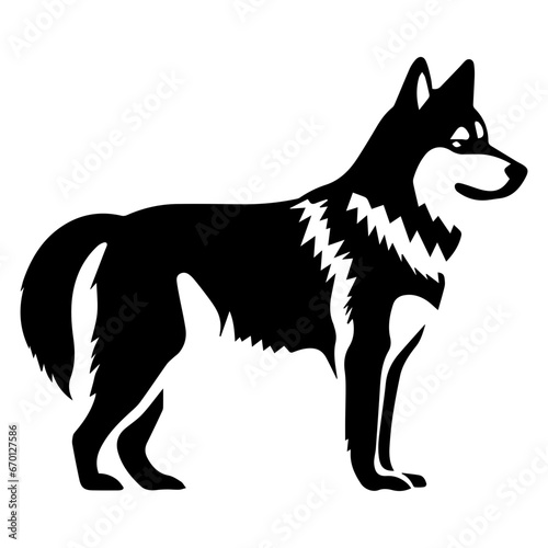 Alaskan Malamute Dog Vector Silhouette, Generative AI.	