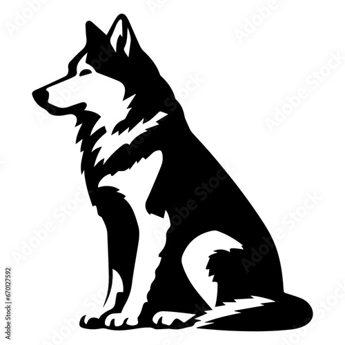 Alaskan Malamute Dog Vector Silhouette, Generative AI.	