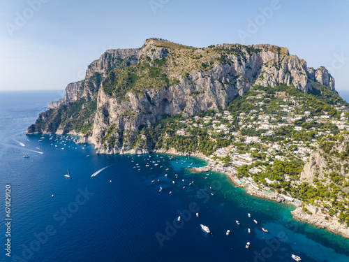 Aerial of Capri Italy Amalfi Coast