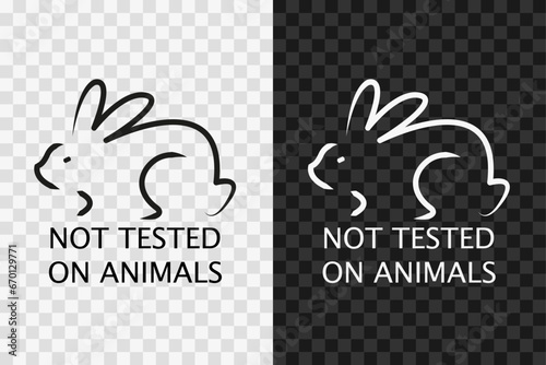 Not tested on animals, silhouette icon, vector glyph sign. Not tested on animals, symbol isolated on dark and light transparent backgrounds.
