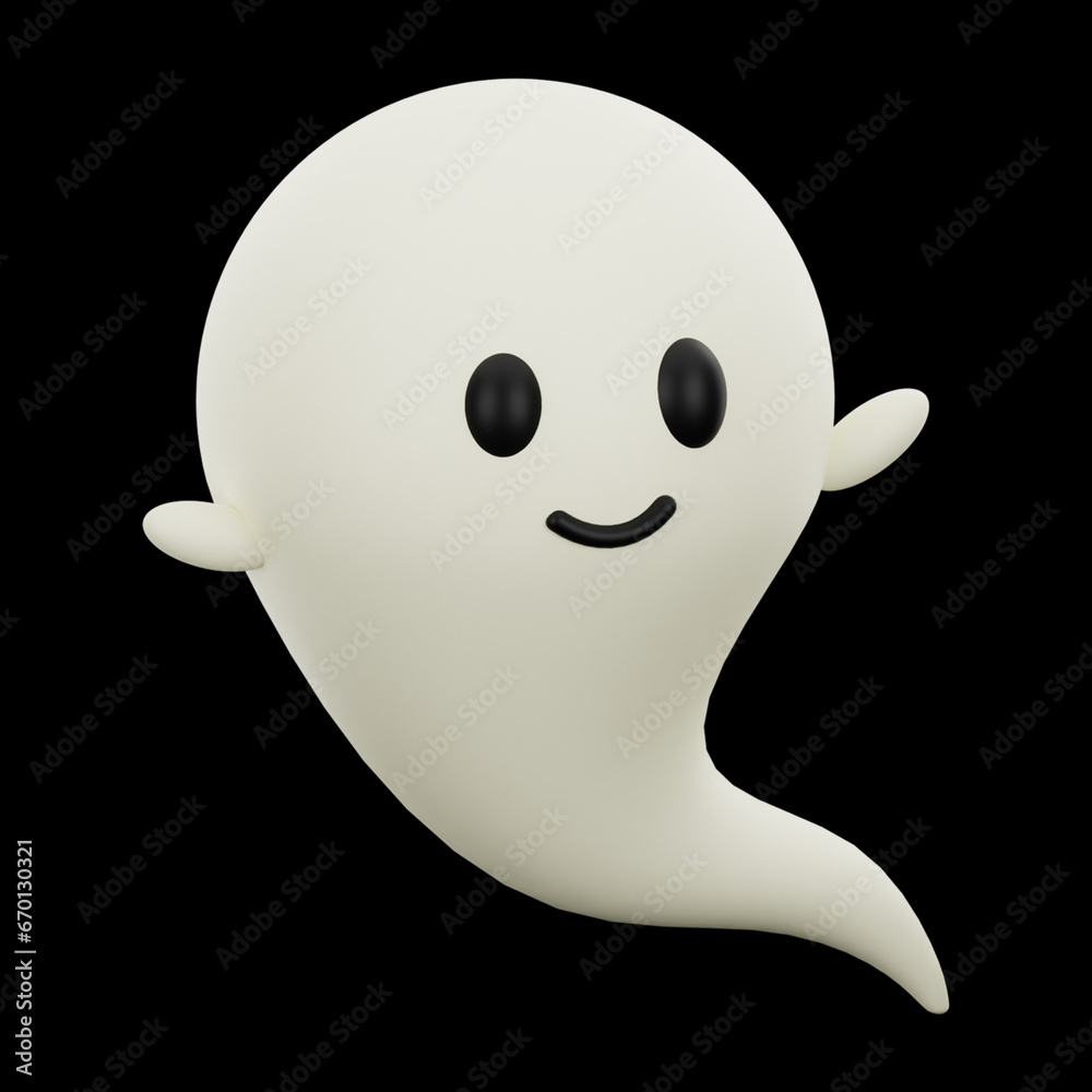 Halloween ghost Icon Set 3D Rendering on isolated background 