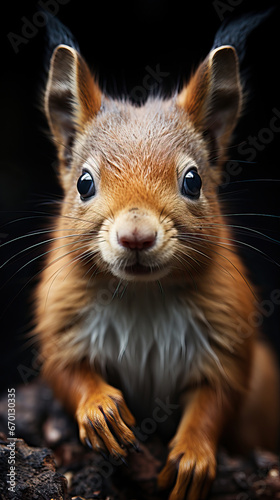 Curious Gaze: A Close-Up Portrait of a Red Squirrel,red squirrel in the forest