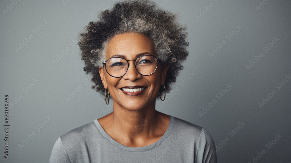 Portrait of smiling mature african american woman in eyeglasses. Portrait of smiling mature african american woman in eyeglasses.