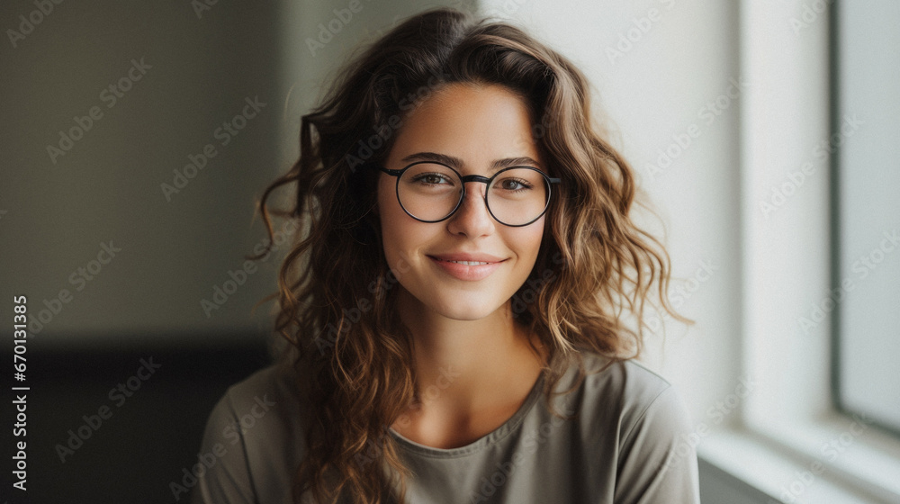 Portrait of a beautiful middle-aged woman with short wavy hair. Portrait of a beautiful middle-aged woman with short wavy hair.