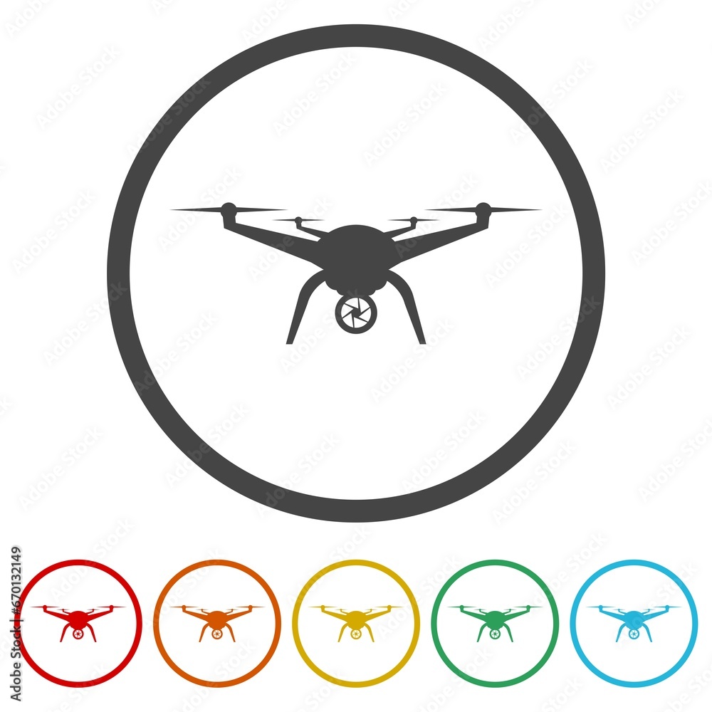 Drone icon. Set icons in color circle buttons Drone icon. Set icons in color circle buttons