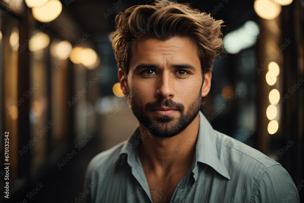 Portrait of a young handsome man in the city. Close-up. Portrait of a young handsome man in the city. Close-up.