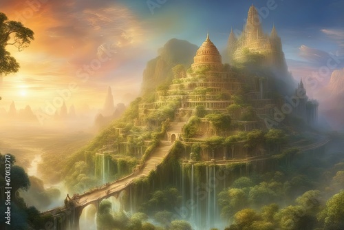 Babylon Gardens Seven Wonders of the Ancient World - Created with Generative AI Technology