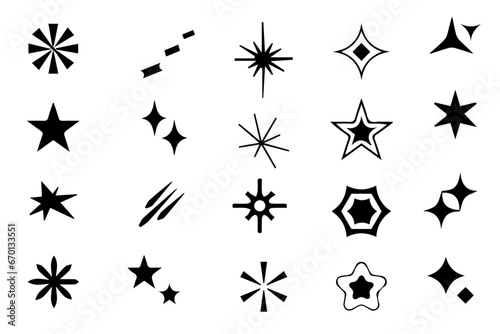 Sparkle star icons. Shine icons. Stars sparkles vector. Starburst flower sale badge. Star blank label  stickers emblem and sun ray frames