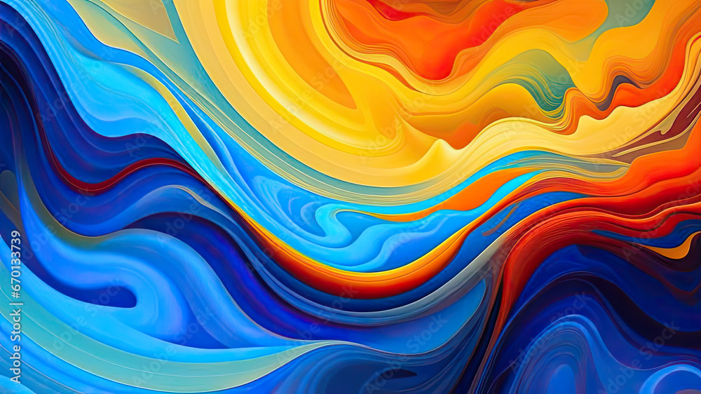 Fototapeta premium Abstract colorful art painting illustration waves texture in rainbow colors for design.Creative multi colored background.Generativa AI.
