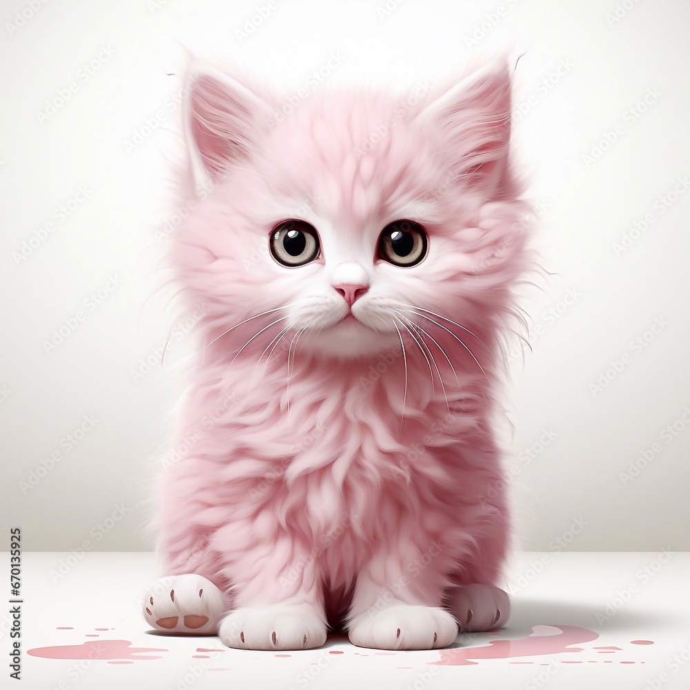 Pink kitten, generative AI 