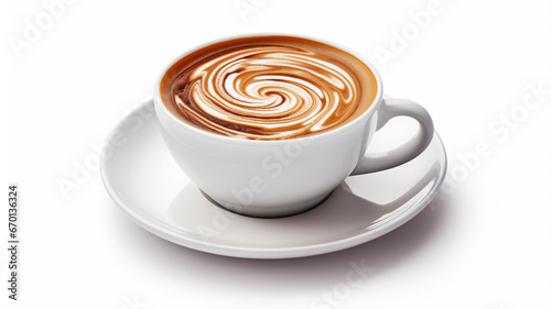 3 d render of coffee cup with saucer and saucer isolated on white background.