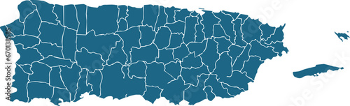 vector map of Puerto Rico light blue color photo