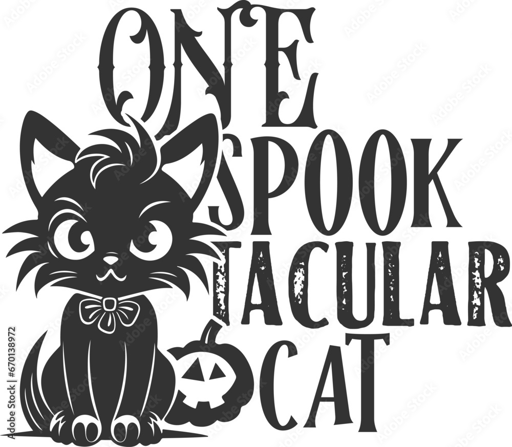 One Spook Tacular Cat - Halloween Cat Illustration