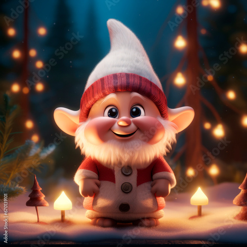 Cute Christmas Gonks on the background of a Christmas picture
