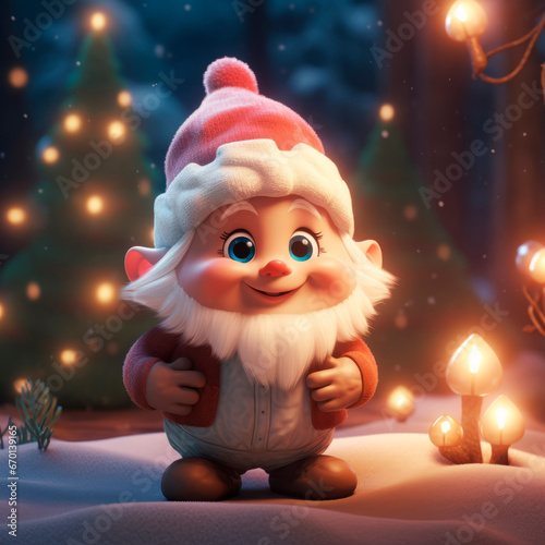 Cute Christmas Gonks on the background of a Christmas picture  photo