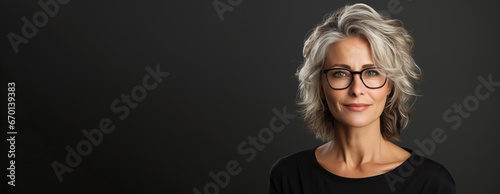 portrait of a mature business woman wearing glasses photo