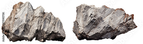 sharp, pointed, and heavy mineral rocks isolated on a transparent background. (PNG, cutout, or clipping path.) photo
