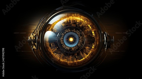 Digital eye. Cyber security network. abstract technology background. Futuristic tech business innovation wallpaper. AI Generated